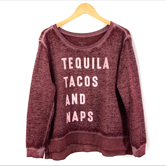 Zoe + Liv Tops - ZOE + LIV Burgundy XL Stone Washed Sweatshirt K34